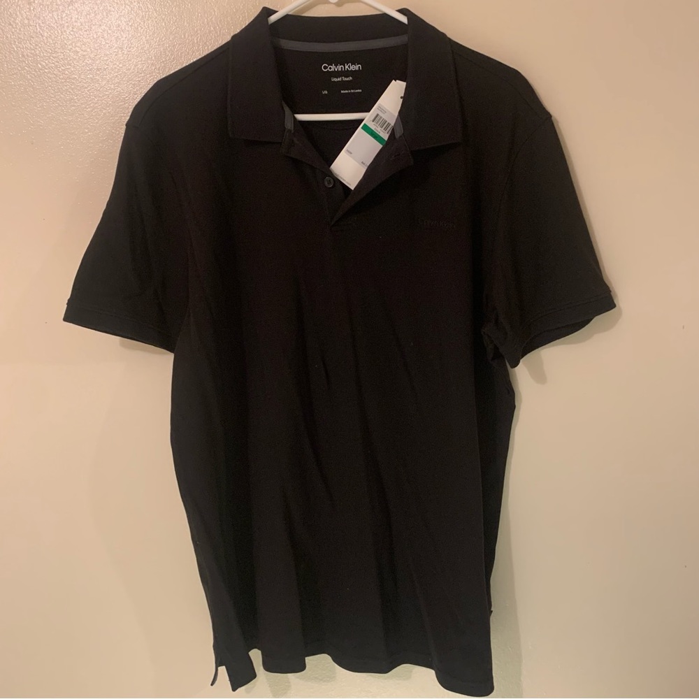 Calvin Klein Mens L Liquid Touch Polo Black